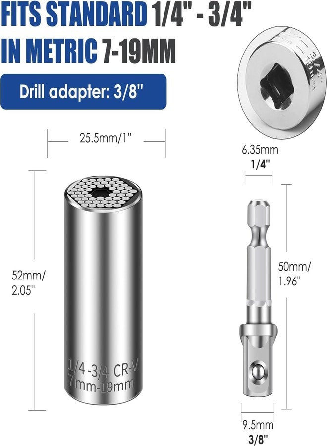 CLOUDTAB Universal Socket Wrench Tool Multi-Function Self-Adjusting Grip 7mm-19mm Power Drill Adapter for Any Bolt, Nut, Hex, Flat, Square Multi-Size in One for Drill, Repair, Joint, Screw Improvement - Image 2